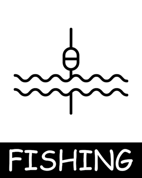 Vector catch fish fisherman icon fishing rod hook bait float underwater creatures landscape simplicity silhouettes relaxation in nature fresh air hobby concept of fishing useful recreation