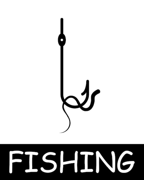 Vector catch fish fisherman icon fishing rod hook bait float underwater creatures landscape simplicity silhouettes relaxation in nature fresh air hobby concept of fishing useful recreation