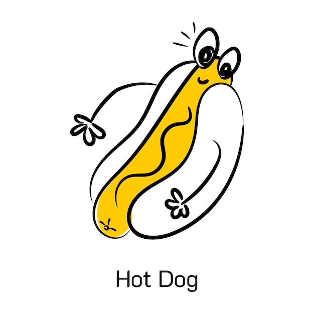 Catch a sight of this cute hot dog icon hand drawn vector