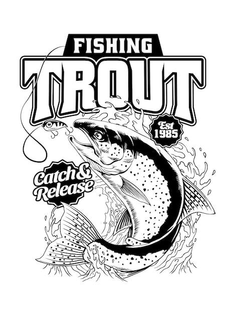 Catching Trout Fish Shirt Design Concept