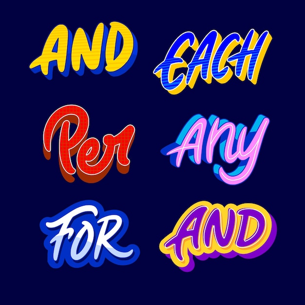 Vector catchwords lettering set