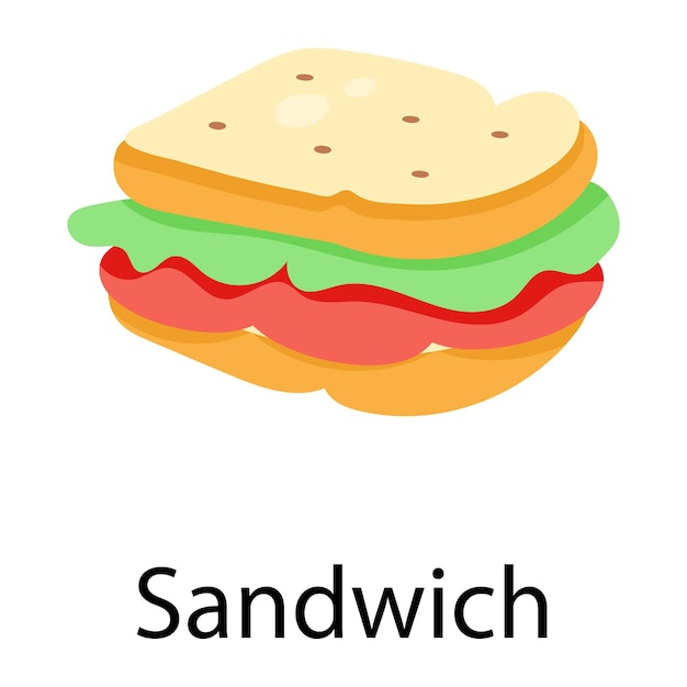 A catchy hand drawn icon of sandwich