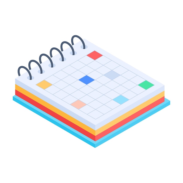 Catchy isometric icon of timetable book