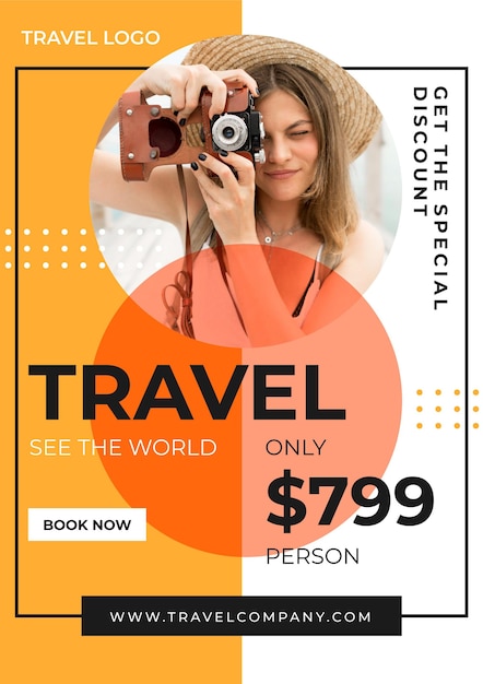 Vector catchy travelling sales flyer template