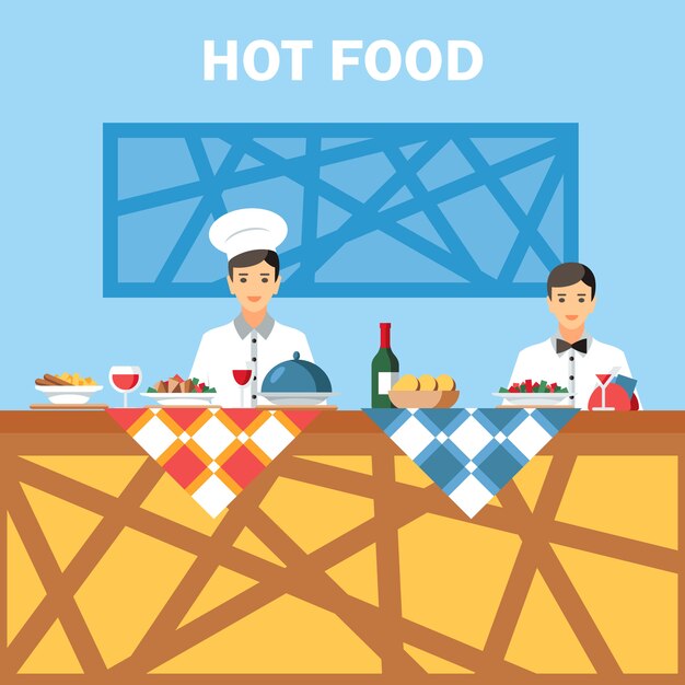 Catering service flat vector color illustration