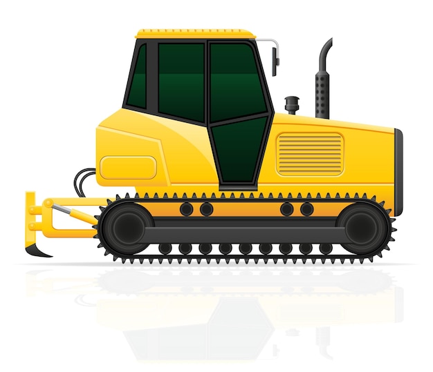 Vector caterpillar tractor with plow vector illustration isolated on white background