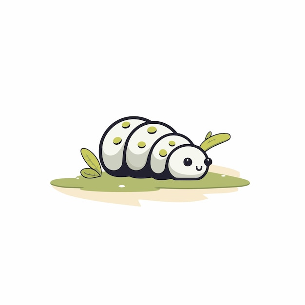 Caterpillar vector illustratie Leuke cartoon rups op gras