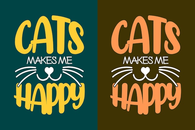 Cates는 인쇄용 고양이 레터링 슬로건 디자인에 대해 기쁘게 생각합니다.