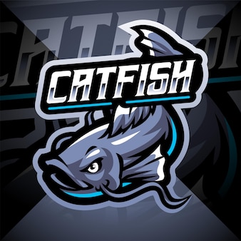 Design del logo della mascotte dell'esportazione di pesce gatto