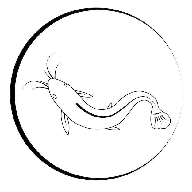Vettore disegno di illustrazione vettoriale dell'icona del pesce gatto