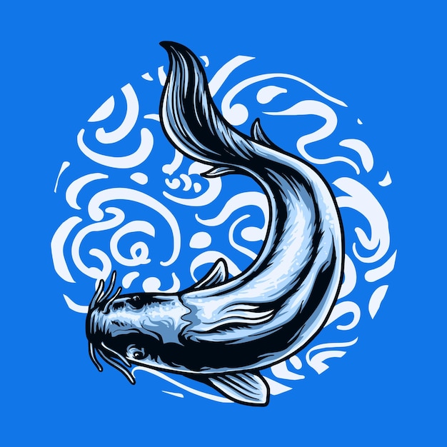 Vector catfish verctor illustration t shirt design