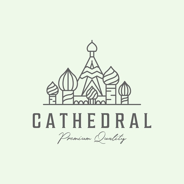 Вектор Здание собора минималистский логотип линия искусства икона иллюстрация дизайн из московской россии