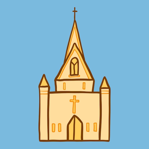 Cathedral church icon Hand drawn illustration of cathedral church vector icon for web design