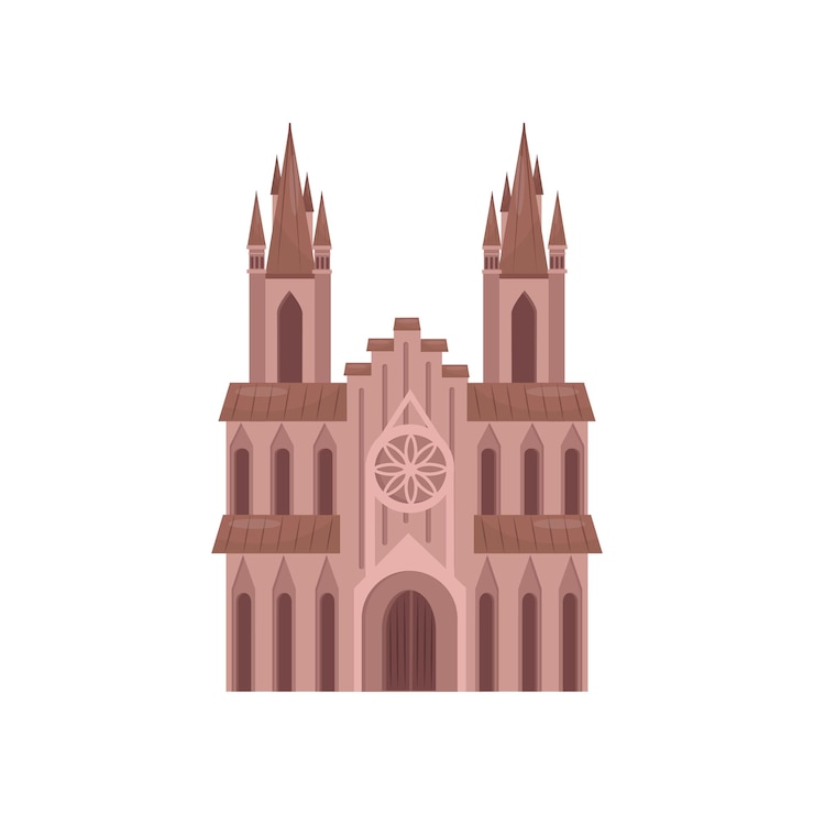 Vector catholic church cathedral temple building vector illustration isolated on a white background