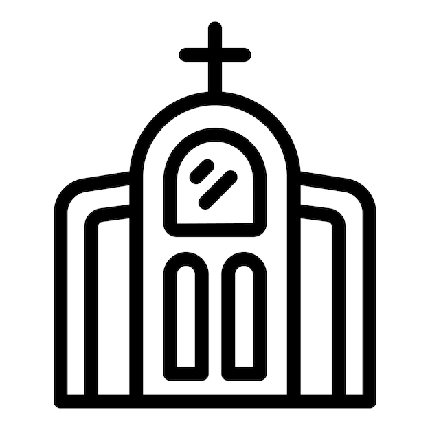 Vector catholic church icon outline vector people mass building