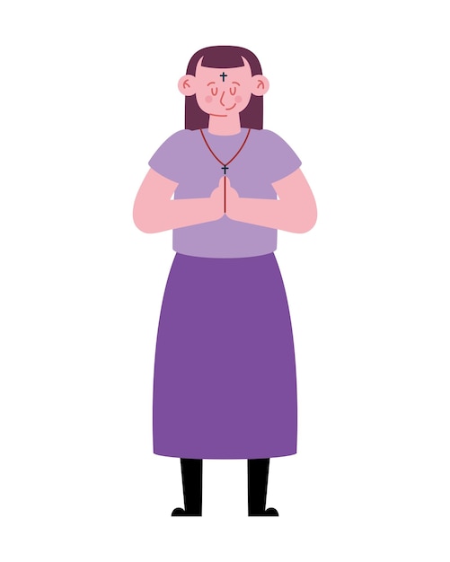 Vector catholic girl praying illustration