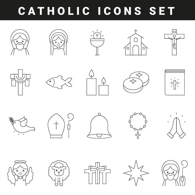 Catholic icons set