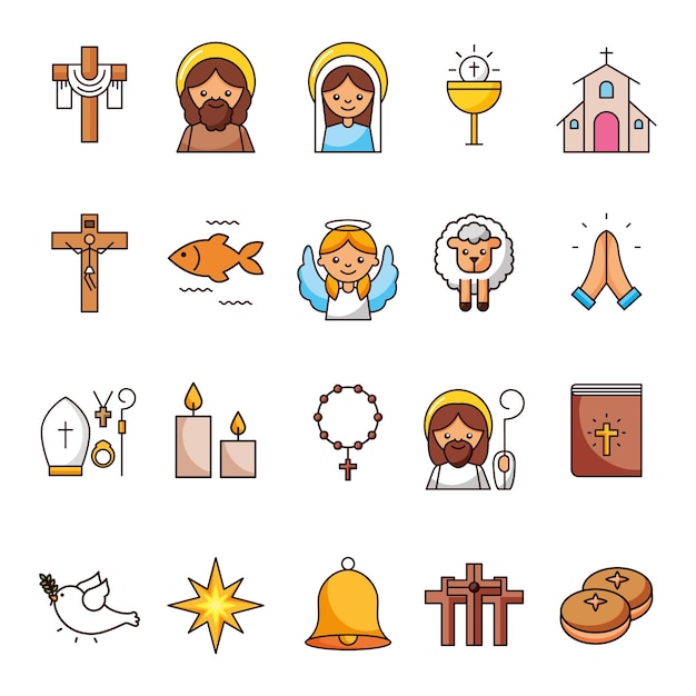 Catholic icons set