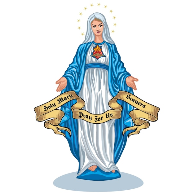 Vector catholic image of the holy virgin mary