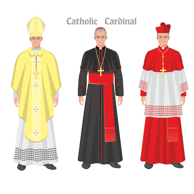 Вектор Католический священник в мантии плоской иллюстрации