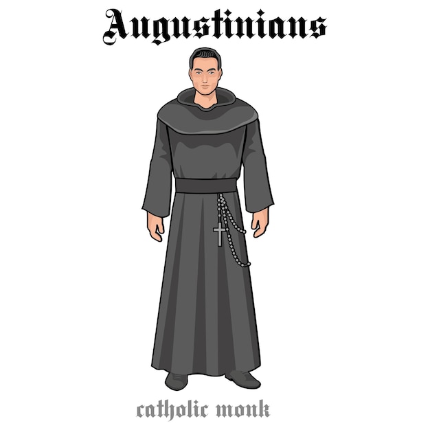 Vector catholic priest in robes flat illustration