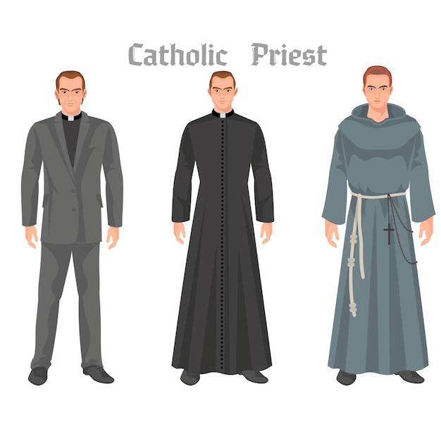 Vector catholic priest in robes flat illustration