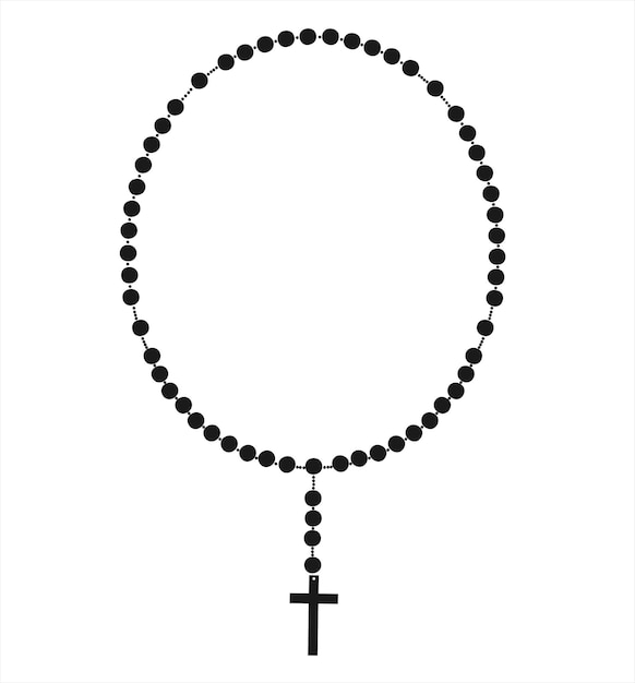 Vector catholic rosary beads religious symbolsrosary necklace praying symbol beaded rosary