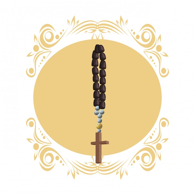 Vector catholic rosary symbol