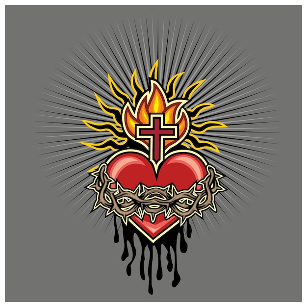 Vector catholic symbol most sacred heart of jesus