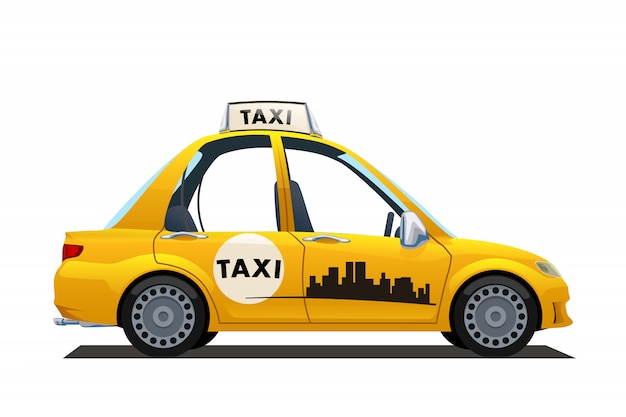 Vettore taxi giallo catoon