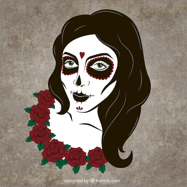 Катрина череп иллюстрация с розами