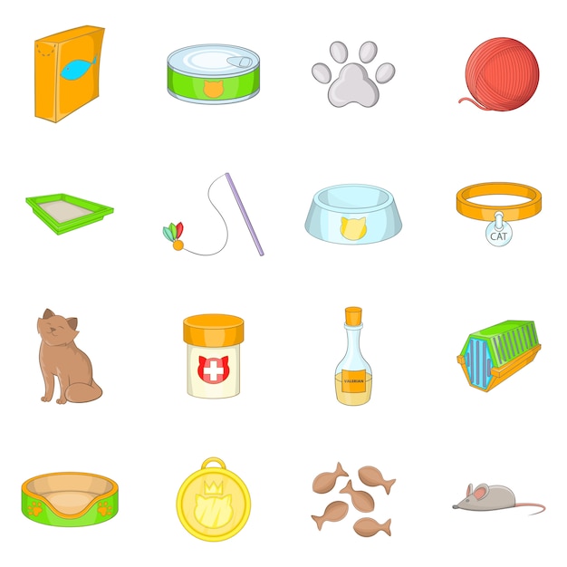 Vector cats accessories icons set