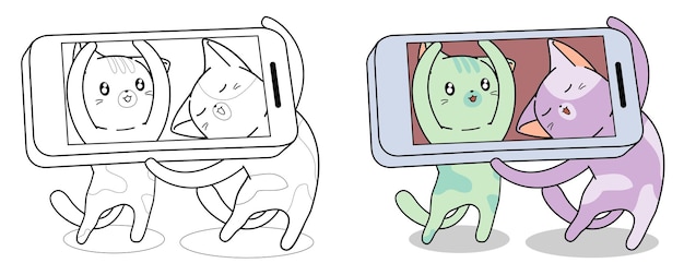 Раскраски мультфильмов кошки делают фото на смартфон