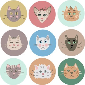 Cartoons, Cat, Rectangular, rounded, Cats, Animal, Animals, head, Cartoon  icon