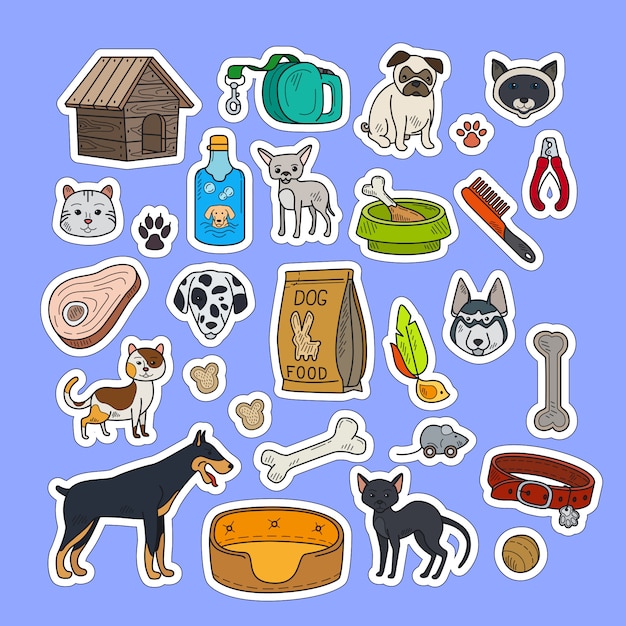 Cats and dogs colorful stickers