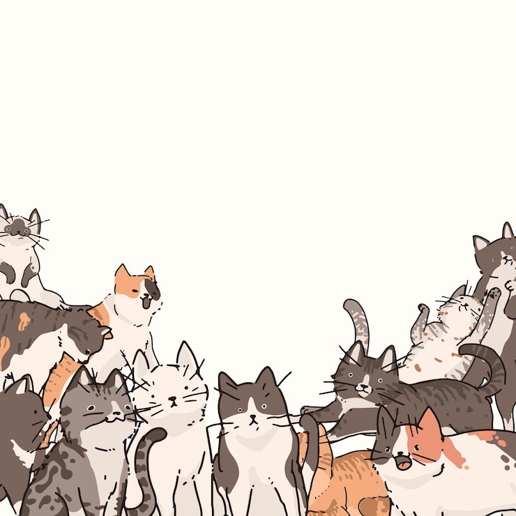 Vector 猫落書きパターン背景ベクトル