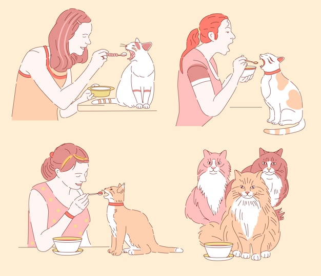 cats eat with a spoon