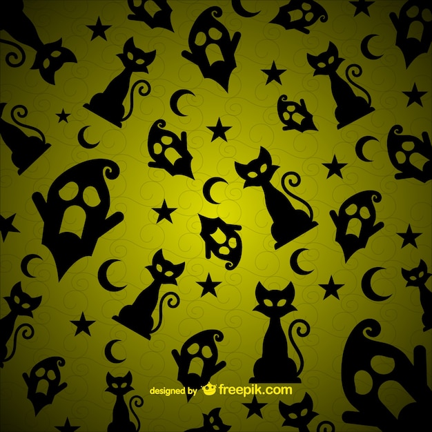 Cats and ghosts pattern for halloween