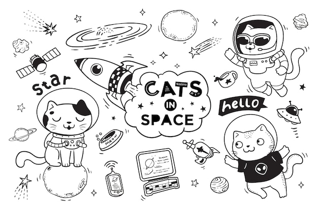 子供のための宇宙の落書きの猫