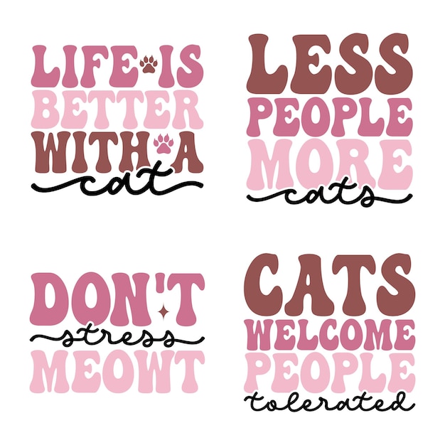 Cats Retro SVG デザイン バンドル デジタル ダウンロード