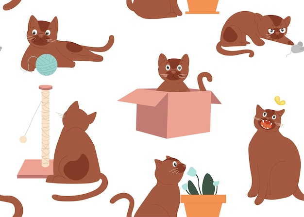 Vettore seamless pattern di gatti