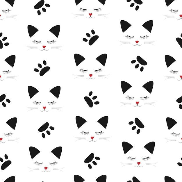 Vector cats seamless vector design animal background template for fabric cards tshirts