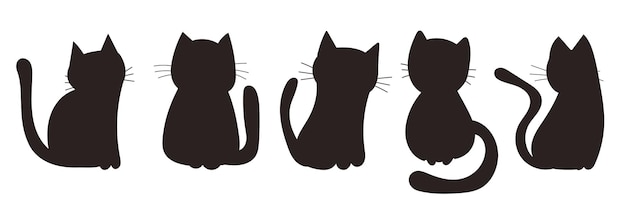 落書きスタイル分離ベクトルの猫のシルエット コレクション