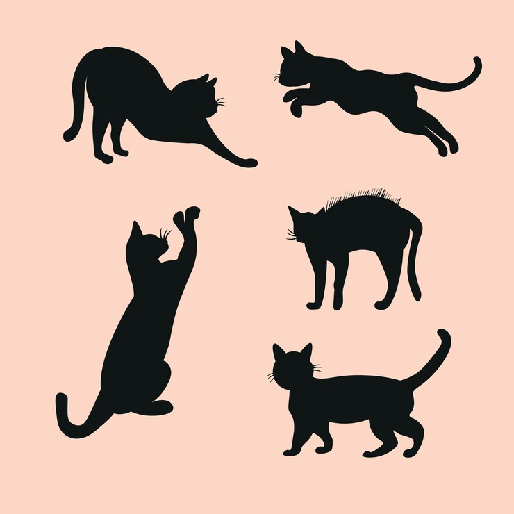 猫のシルエットコレクションセットベクトルイラストフラットスタイルデザイン