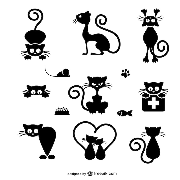 Vector cats silhouettes collection
