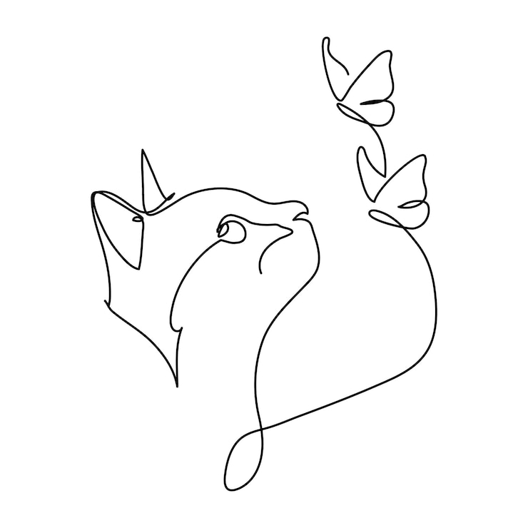 Vector cats vector with continuous single one line art drawing new minimalist design minimalism animal pet