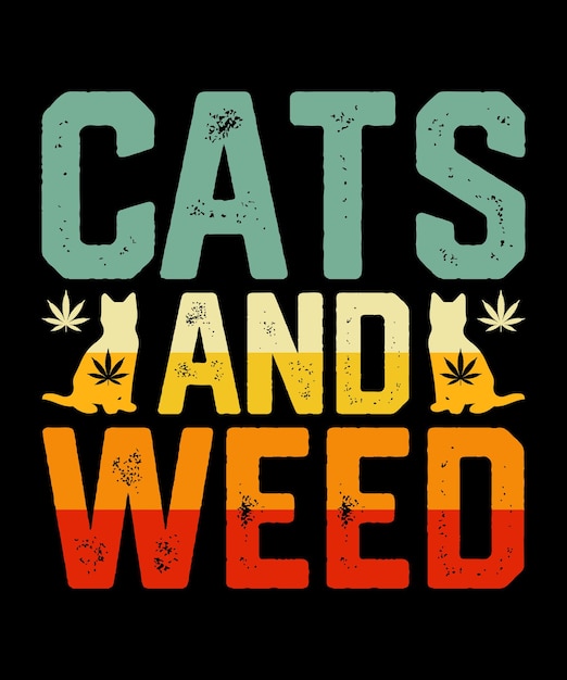 Cats And Weed винтажный дизайн Cat and Weed