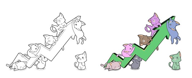 Cats with up arrow coloring page for kids