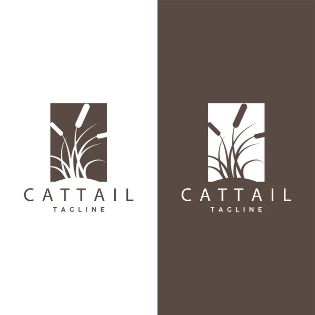 Cattail Logo Design Vector Eenvoudige illustratie Symbol Template