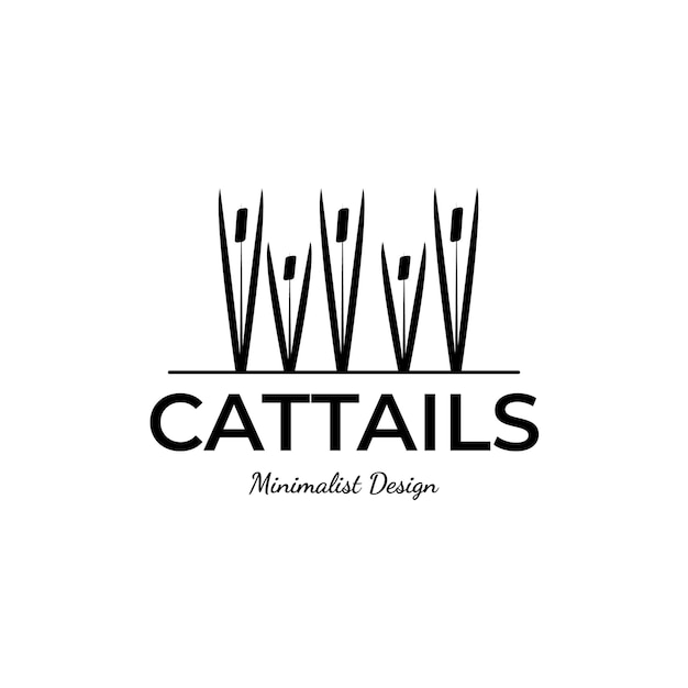 Cattails grass vintage icon minimalist vector logo illustration design